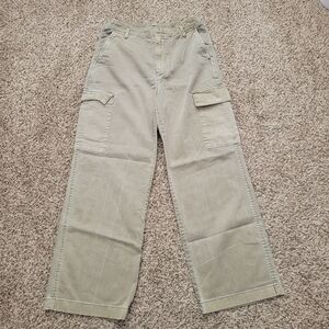 Gap Loose Khaki Cargo Pants Green High Rise Waist Wide Leg Baggy Size 6